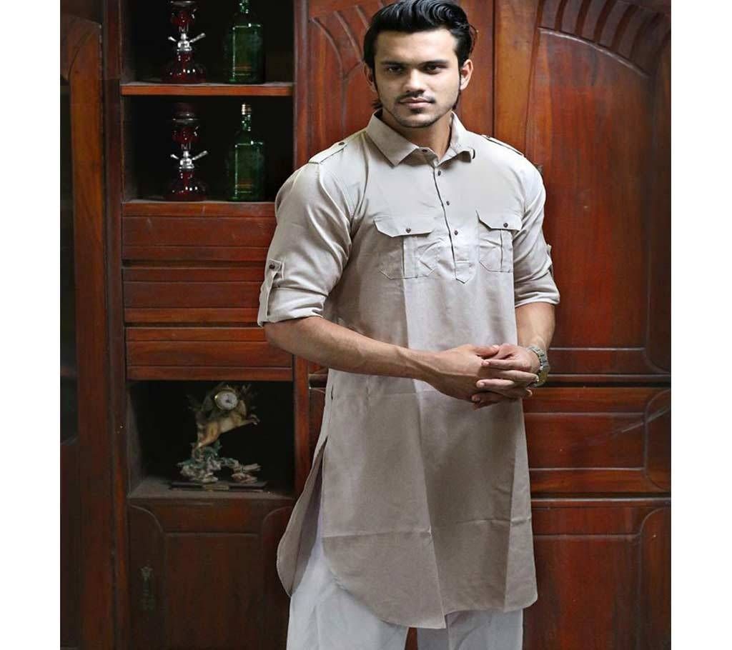 Mens Panjabi (Kabli Shaped) - Cream - MKP 10