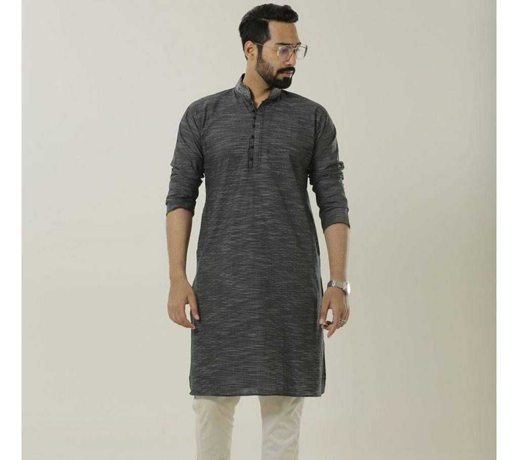 Cotton semi long Deep ash Printed T-Shirt.