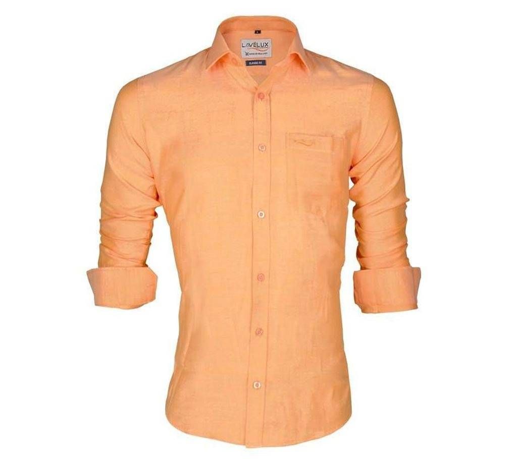 Casual Cotton Shirt For Men - Pumpkin - SPN