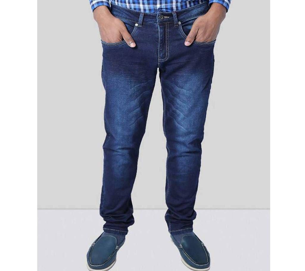 Mens Slim Fit Dark Blue Stretch denim Long Pant Export Quality