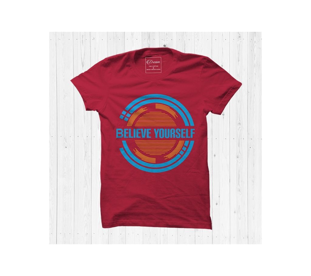 Belive Yourself Cotton Half Sleeve T Shirt For Men