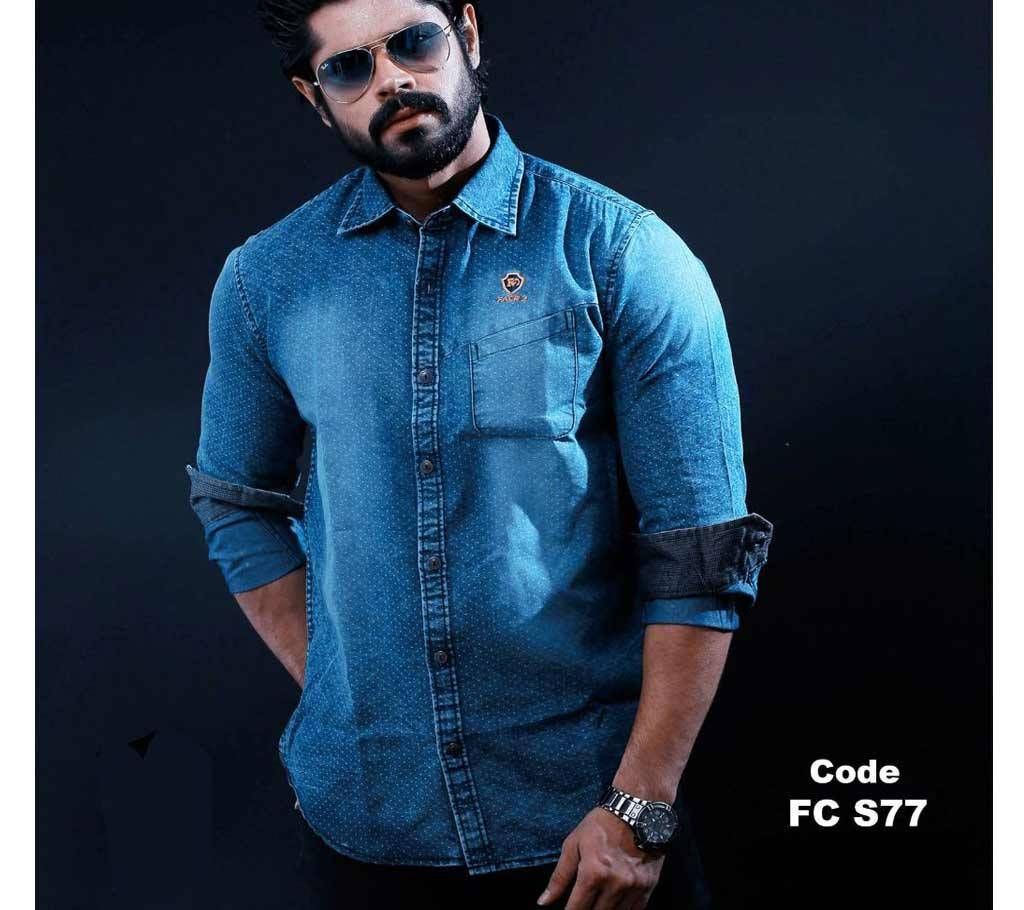 Ash Blue Full Sleeve Shirt for Men - FC S77 - FAS