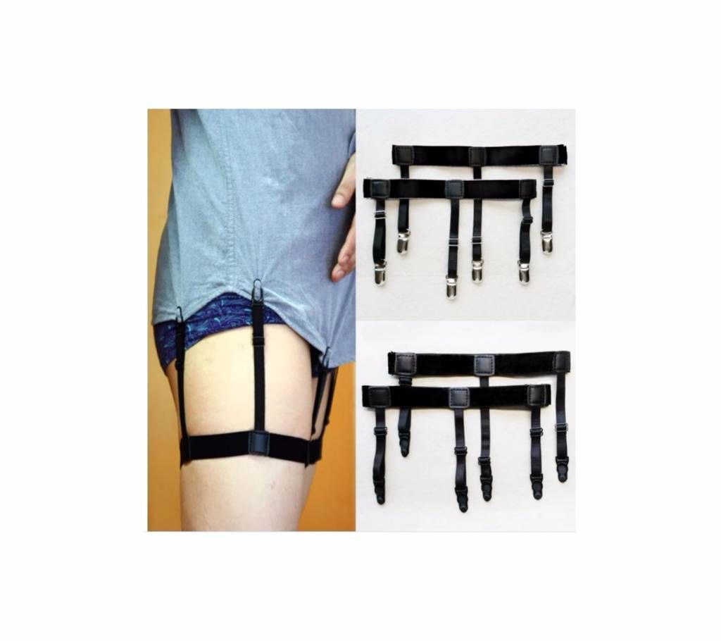2 Pcs Men Shirt Stays Belt with Non-slip Locking Clips Suspenders