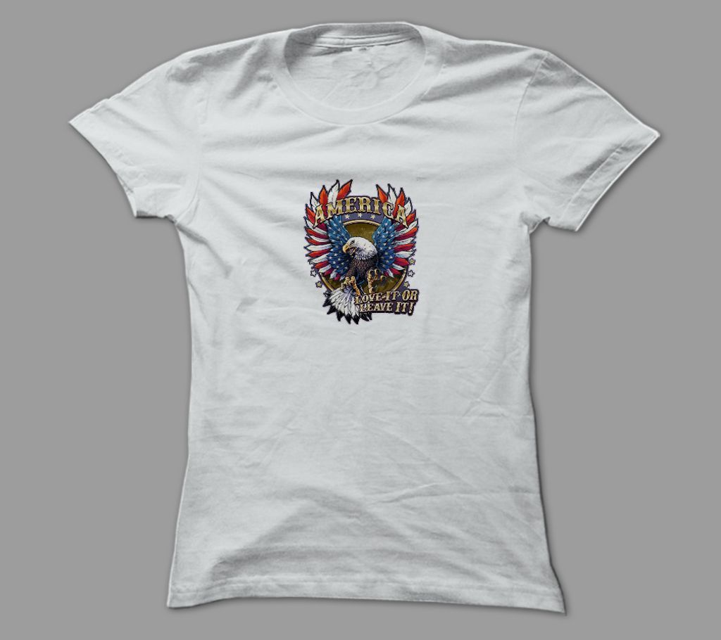 America White Polyester T-Shirt