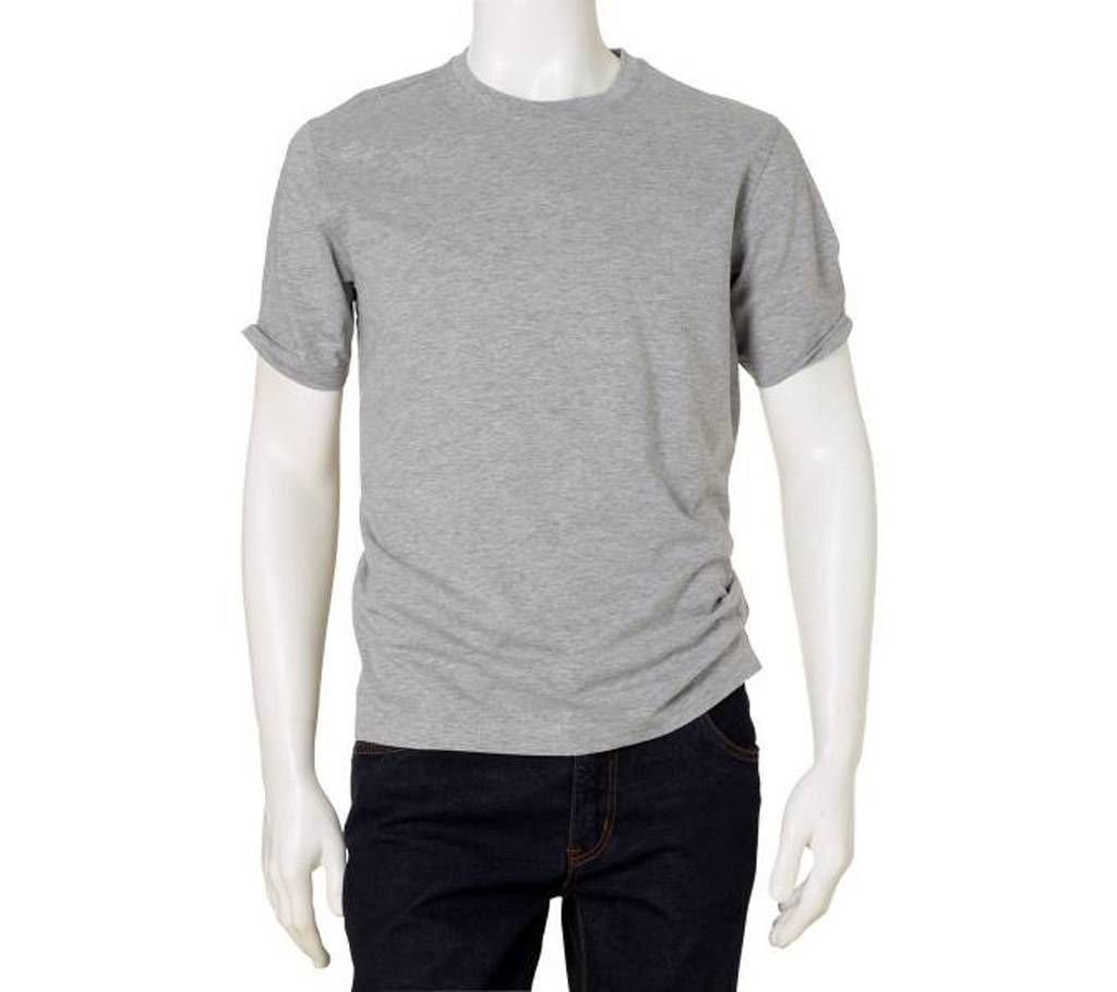 Grey Melange Solid T Shirt