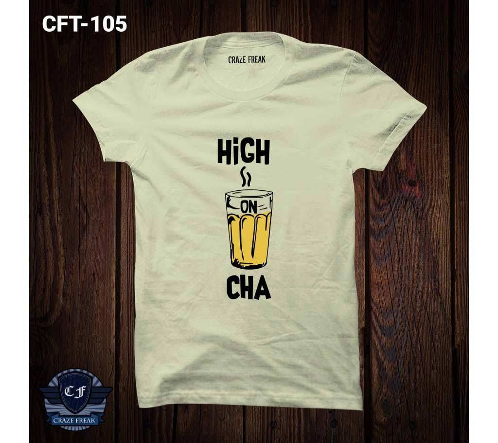 HIGH ON CHA OFF WHITE COTTON T-SHIRT