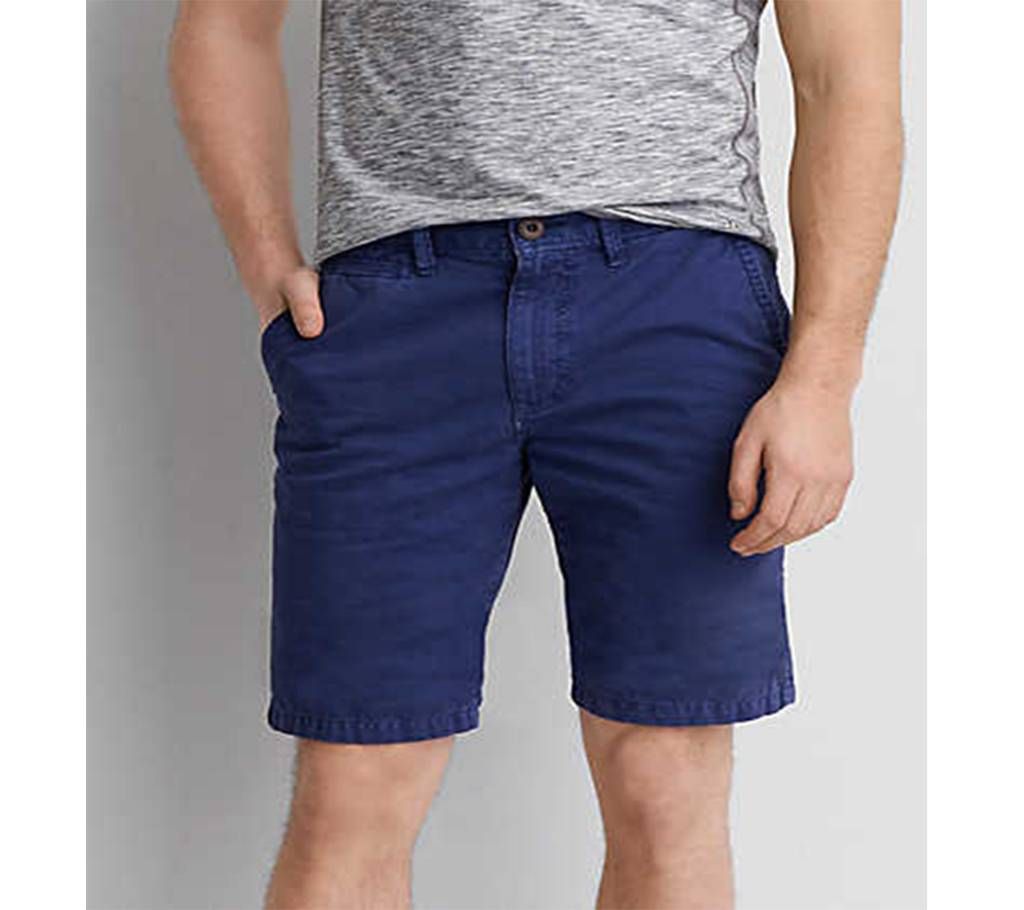 Blue Twill Gabardine Two Quarter Shorts Pant for Men