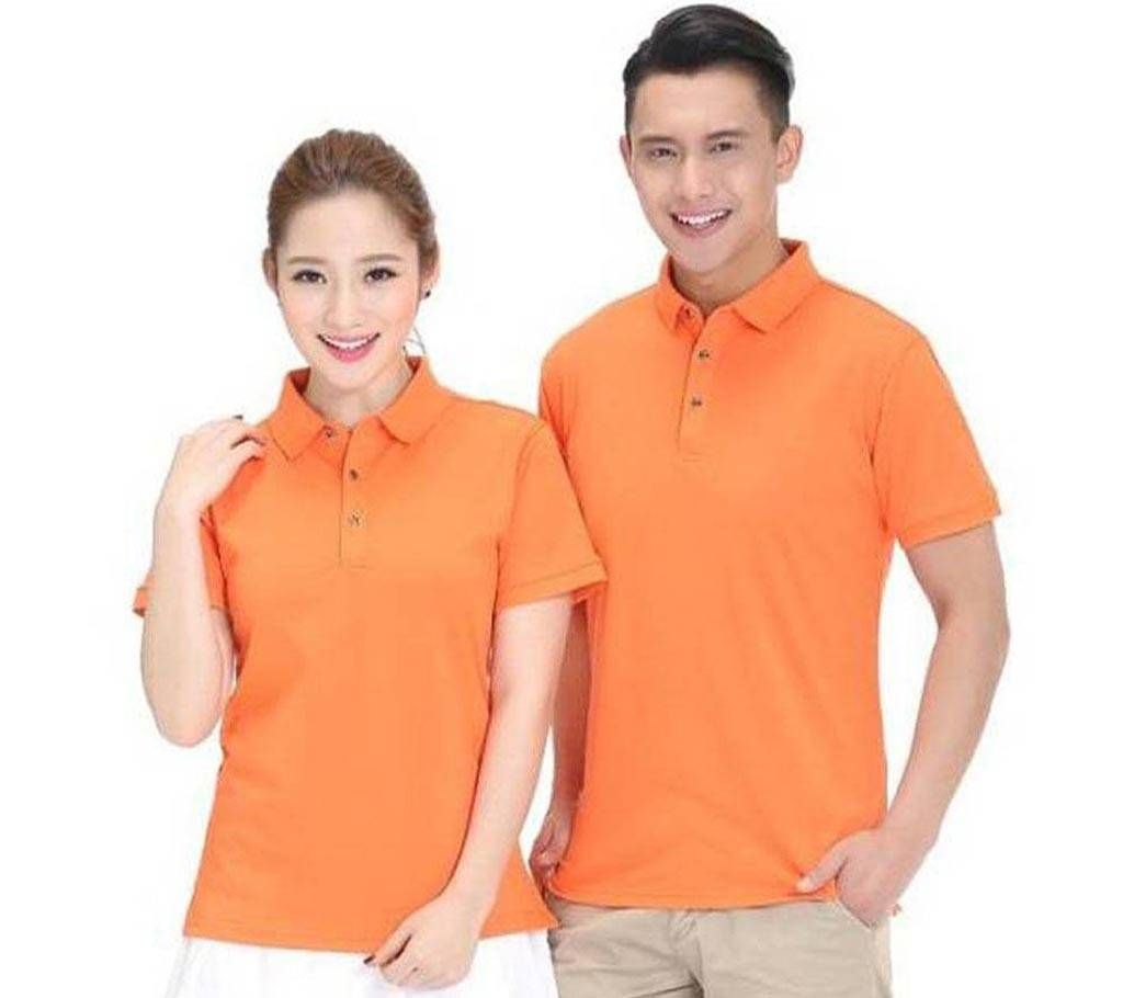 Couple Polo Orange color T-Shirt for Men & Women(Valentines Offer)