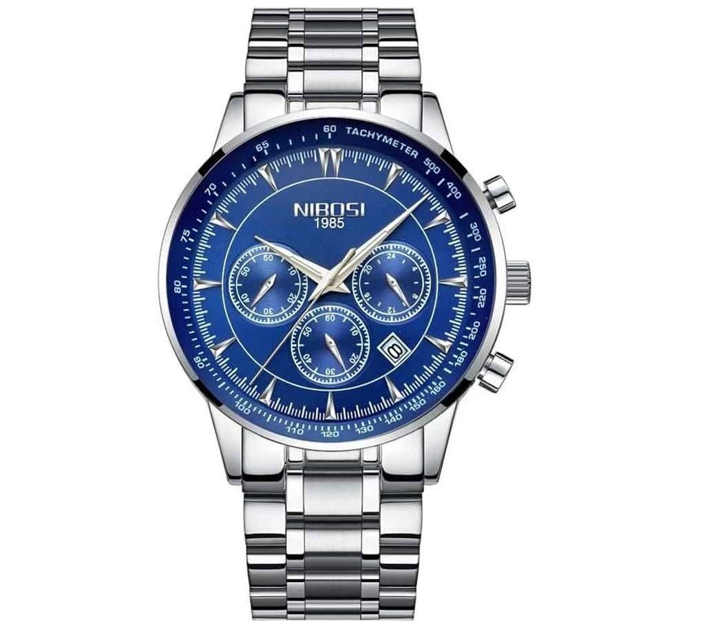 NIBOSI NI-2351 Chronograph Silver Blue Sports Watch