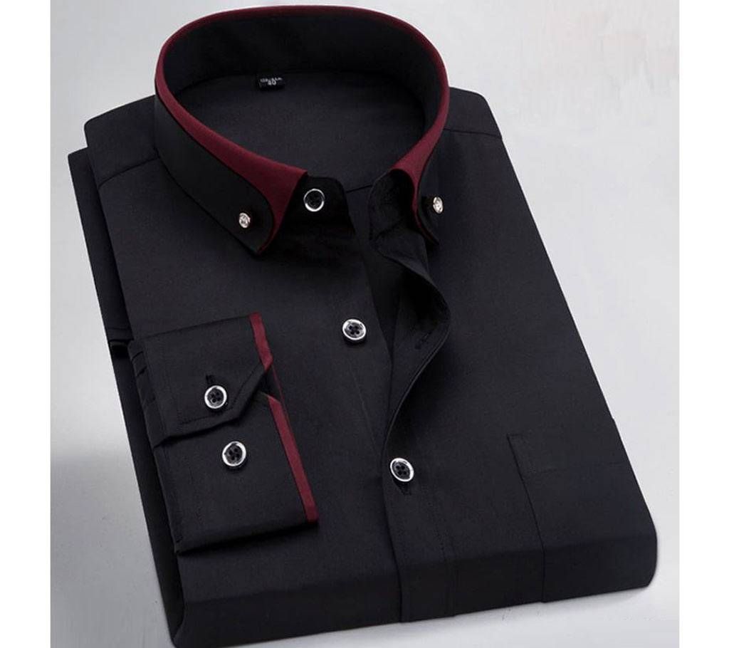 SK Black Gents Full Sleeve Casual Cotton Shirt 