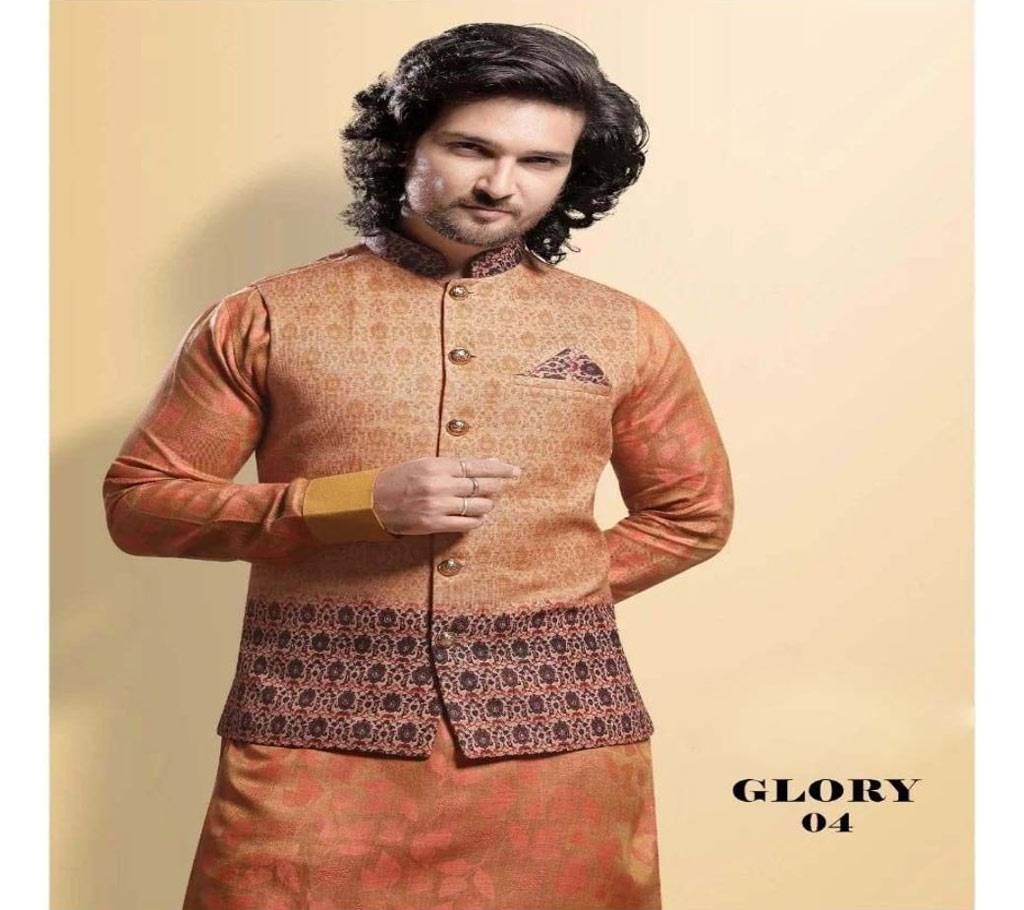 Orange with Light Maroon Indian Koti for Men - Glory 04 - NDF