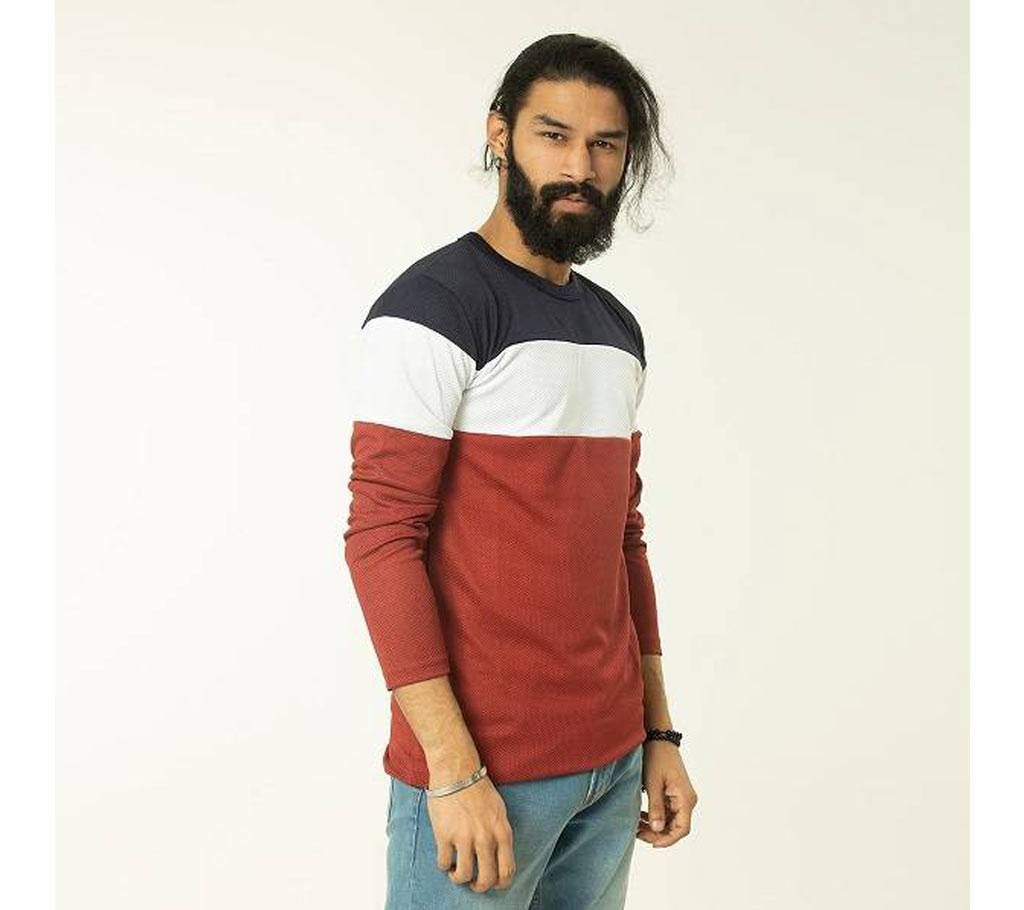 Full Sleeve T-Shirt Maroon Stripe