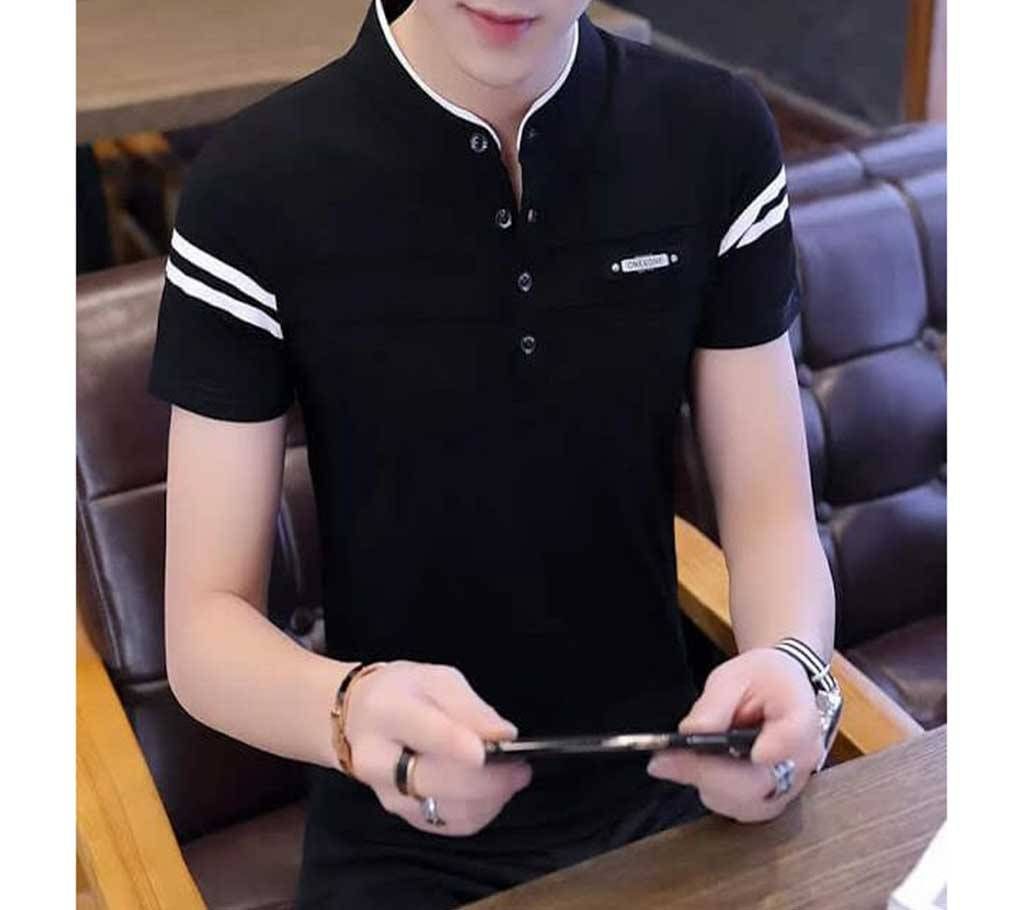 Mens Cotton Polo T Shirt Black 