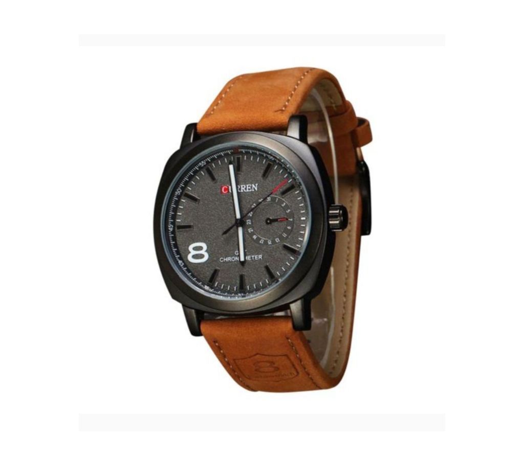 Curren Artificial Leather Analogue Watch For Men Brown And Black Color
