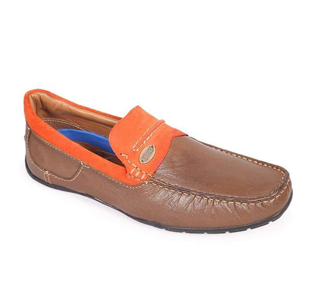 Maverick Men's Brown/ Orange Smooth Leather Casual Shoe


