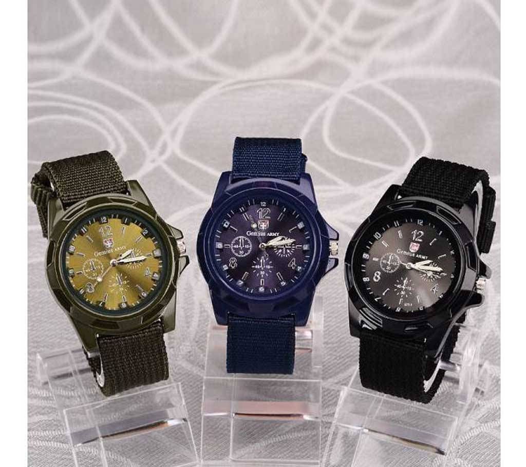 Men Nylon Knitted band Gemius Military Army Quartz Watch - 1 Piece