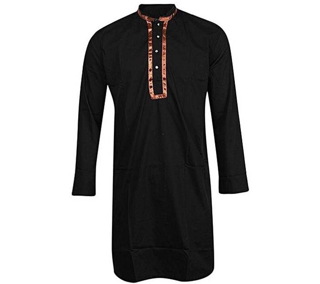 Menz Long Cotton Panjabi- Black