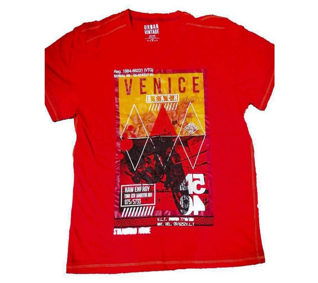 Orange Cotton T- Shirt For Man