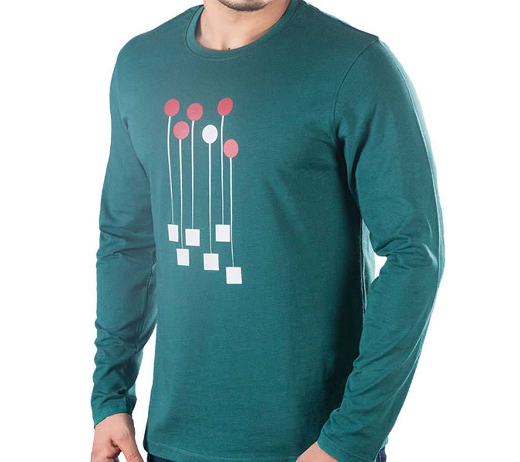 Mens Full Sleeve T-Shirt 43664 - D.GREEN