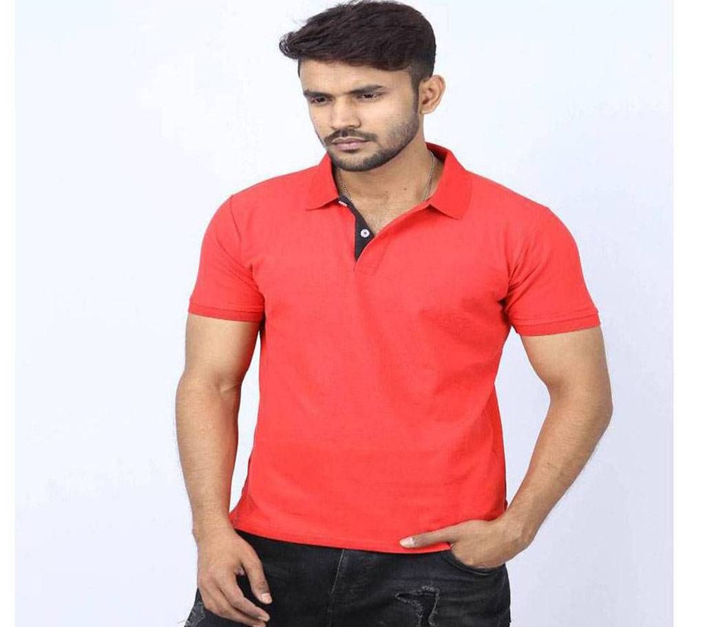 PK Cotton Short Sleeve Polo Shirt For Men - Red 