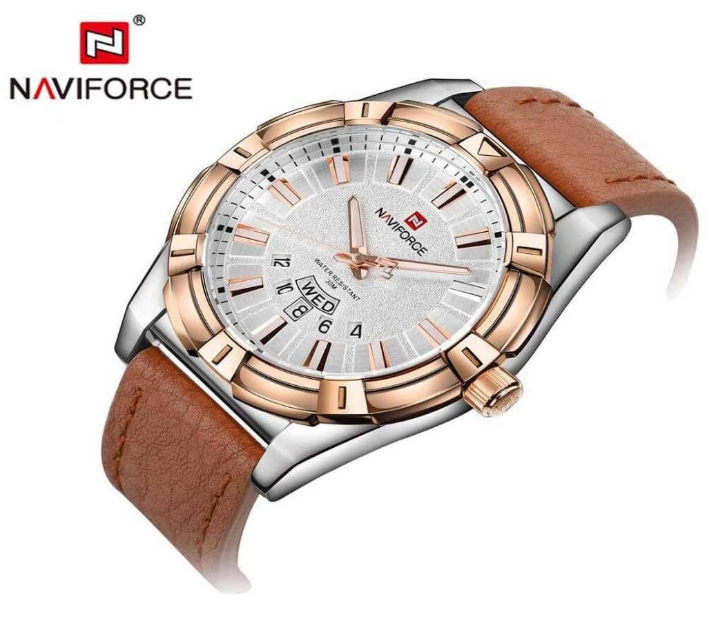 NAVIFORCE 9118 Silver Rose Gold Analog Quartz Sports Waterproof Wristwatch