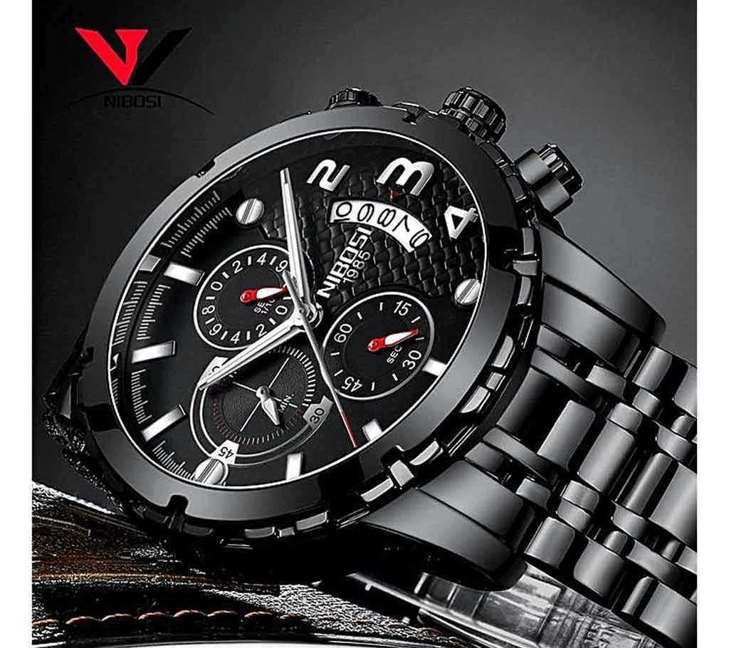 NIBOSI 2356-A Mens Chronograph Quartz Wristwatch Black