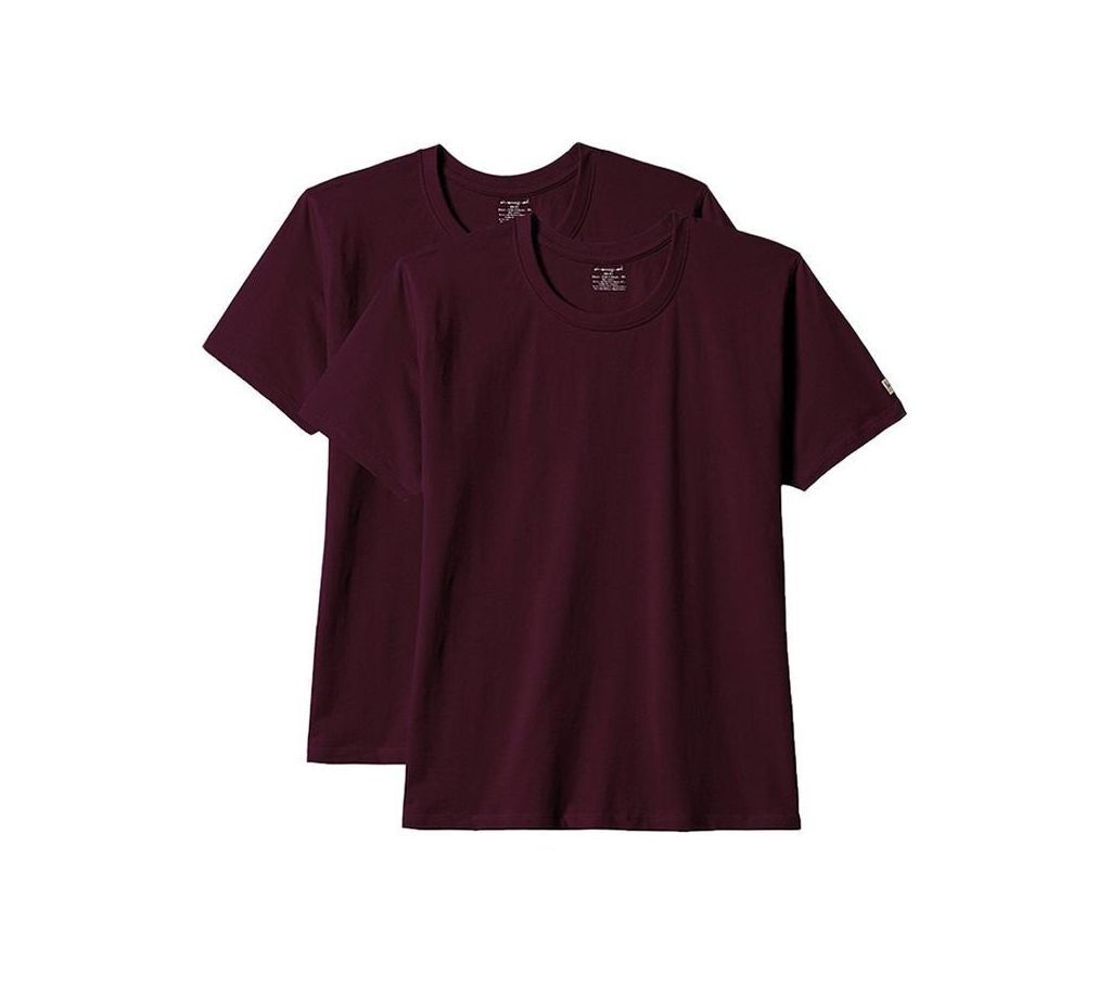 Mens Maroon color cotton Crew neck  t-shirt 2 pcs