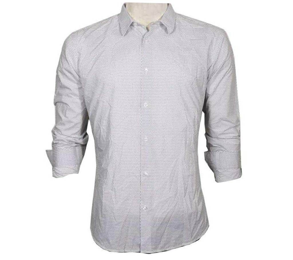 white long sleeve casual shirt for men