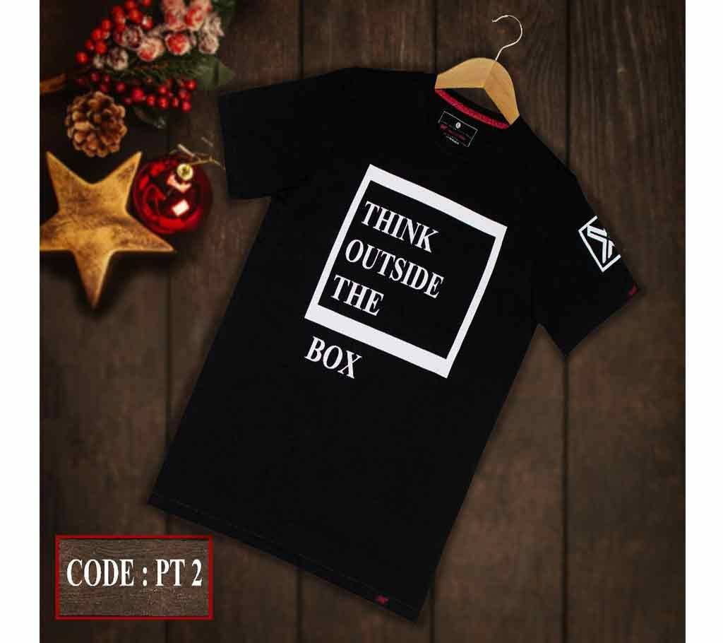 Mens black Half Sleeve Cotton T Shirt