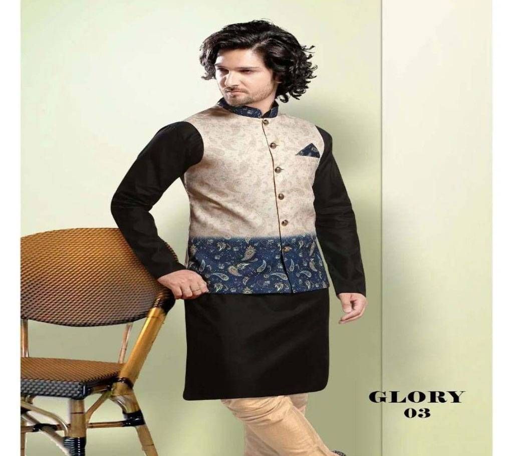 Beige with Blue Indian Koti for Men - Glory 03 - NDF
