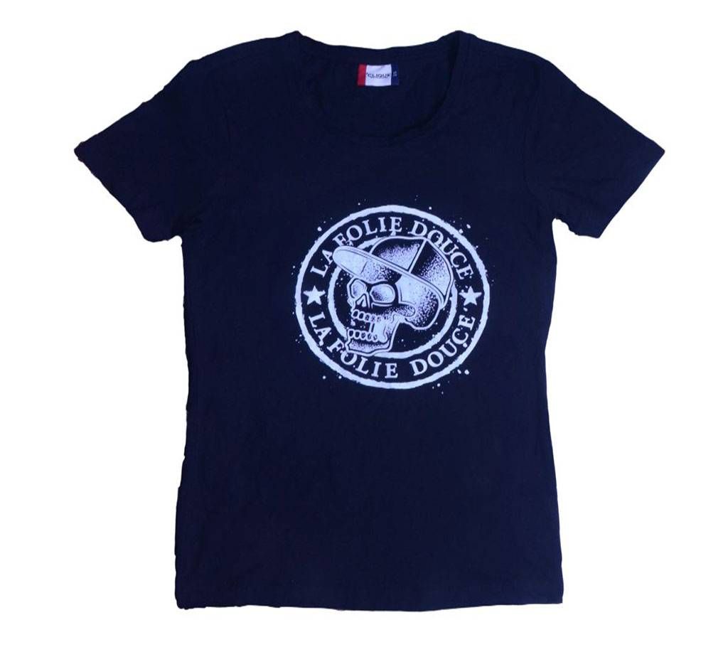 Skull Half Sleeve Cotton T Shirt For Men-Black