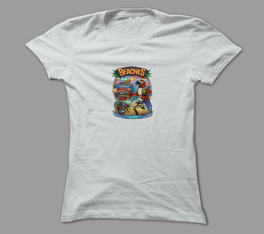 Beaches White Polyester T-Shirt