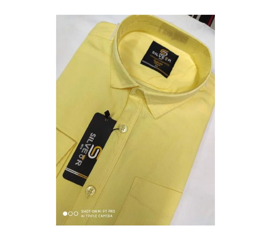 Full Sleeve Cotton Shirt For Men - yellow