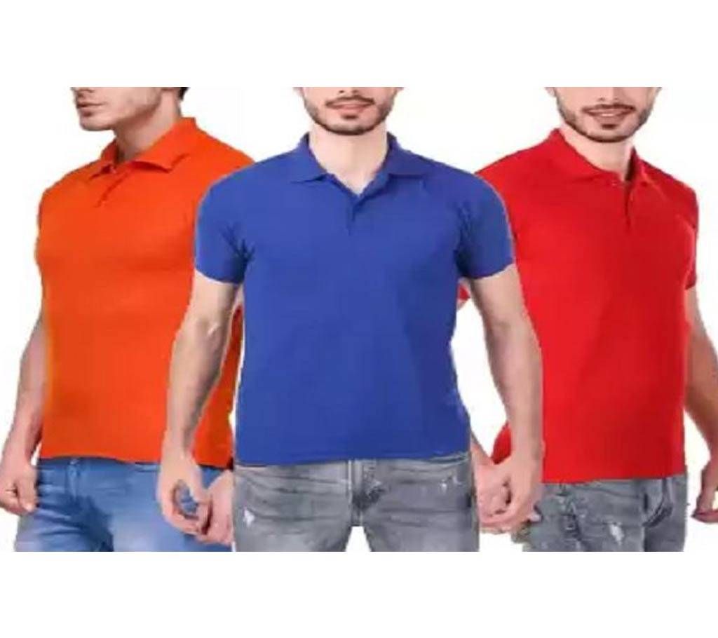 MULTICOLOR Mens New Casual Half Sleeve Polo t-Shirt For Men 3 combo.. Combo Pack of 3
