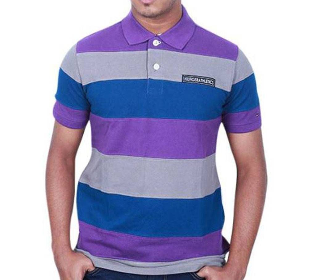 Multicolor Cotton Short Sleeve Polo for Men