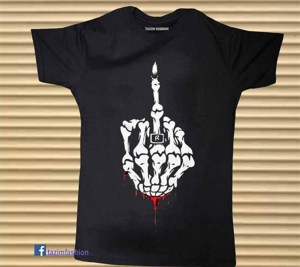 Middle Finger Menz Round Neck T-Shirt