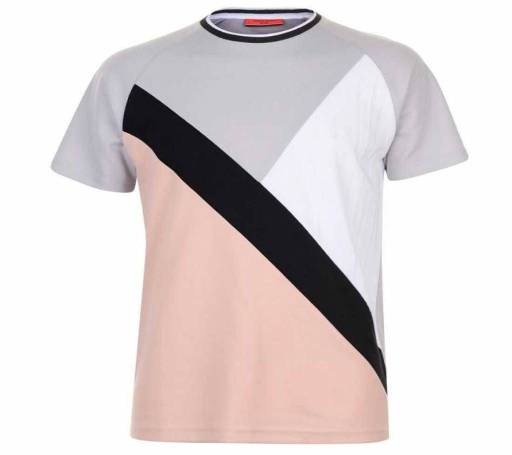 Pierre Cardin Retro Sport T Shirt Mens- Grey/Black/Pink