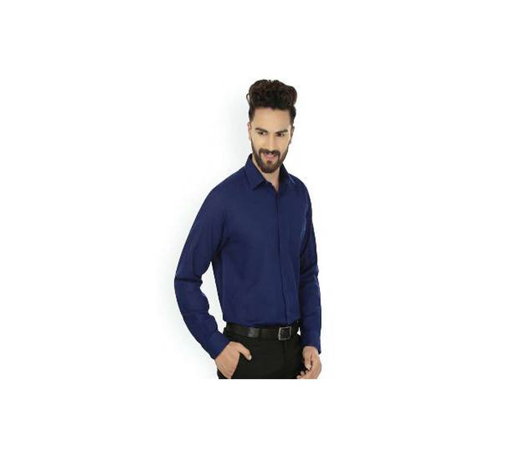 Full Sleeve Cotton Formal Gent's Navy Blue Shirt 