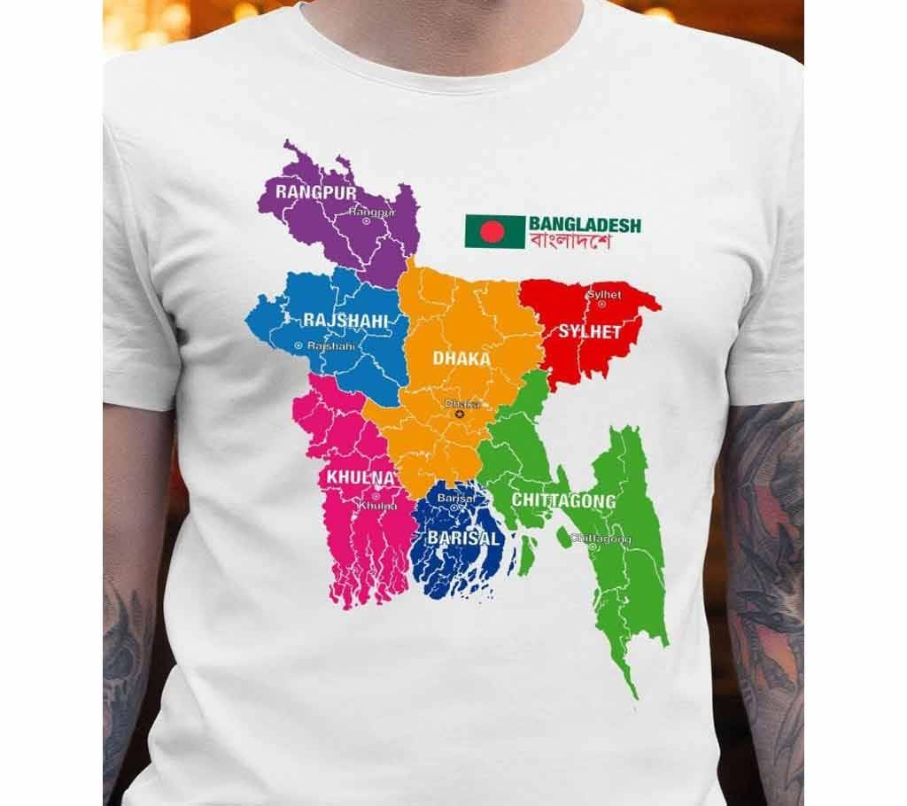 Bangladesh Map Gents Half Sleeve Cotton T-Shirt