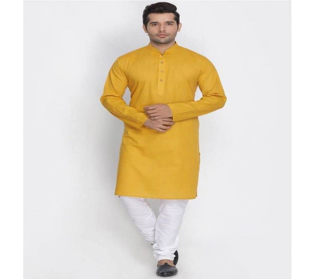 Cotton Design Panjabi - Solid Yellow