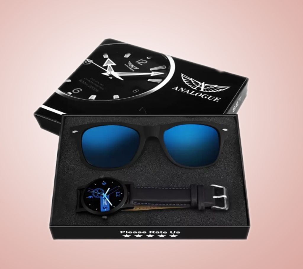 Sunglass and Combo Box Analog Watch - For Men