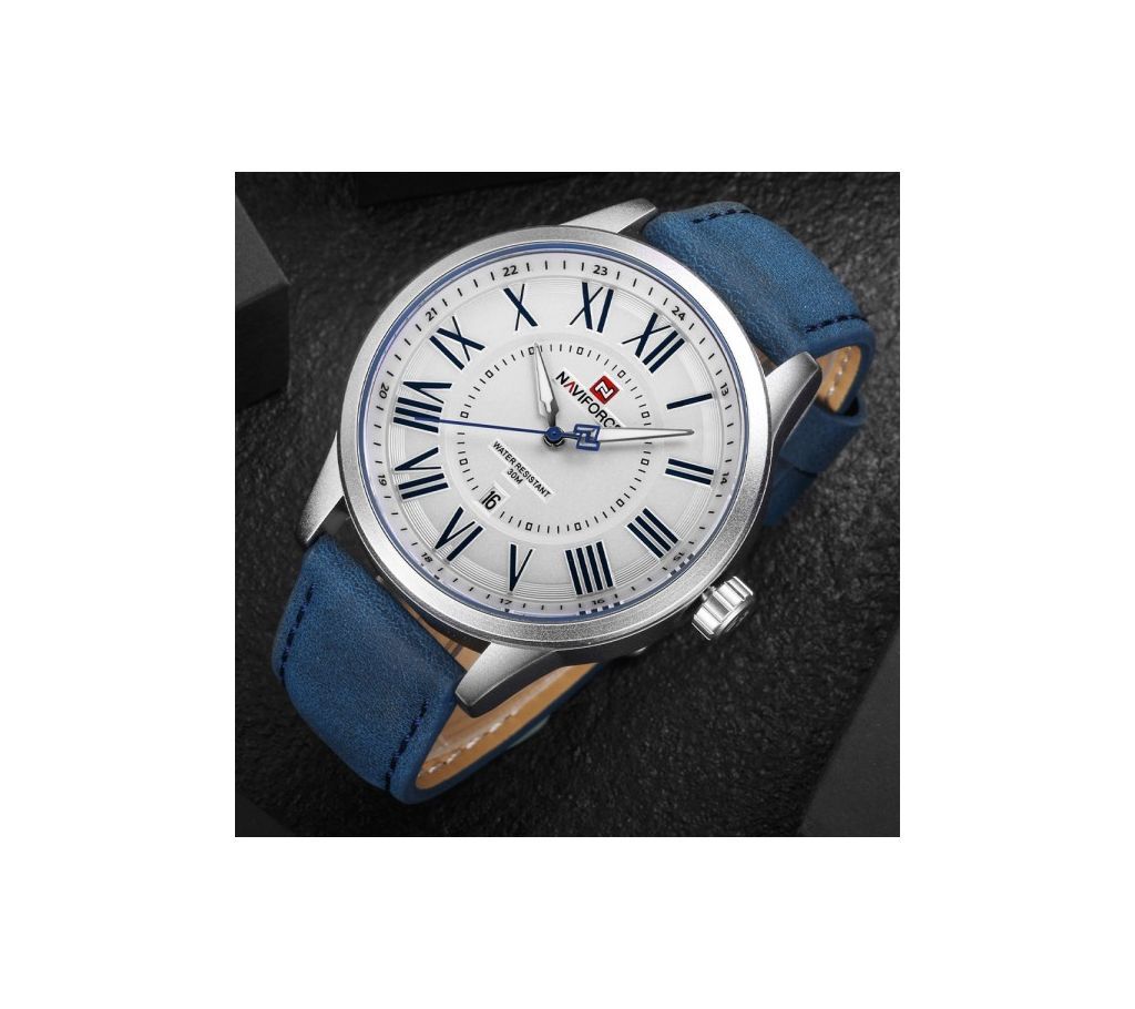 NAVIFORCE 9126 luxury brand wristwatches, waterproof quartz sports watch, leather strap, military analog watch for men, Male watch