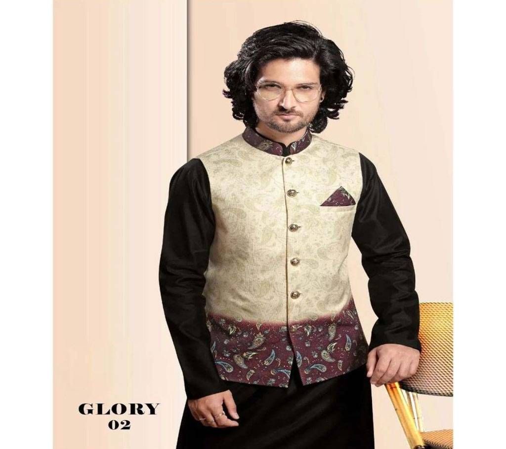Beige with Maroon Fashionable  Koti for Men - Glory 02 - NDF
