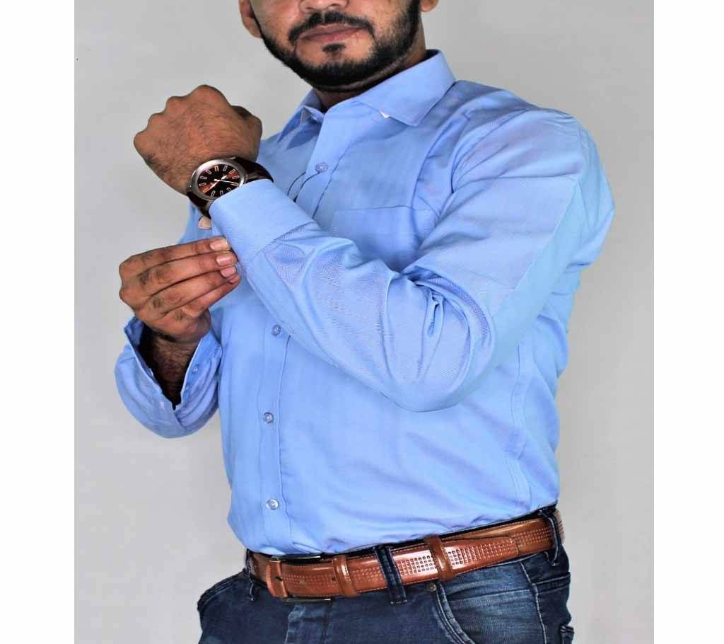 Mens Cotton Formal Shirt- Deep Sky Color.