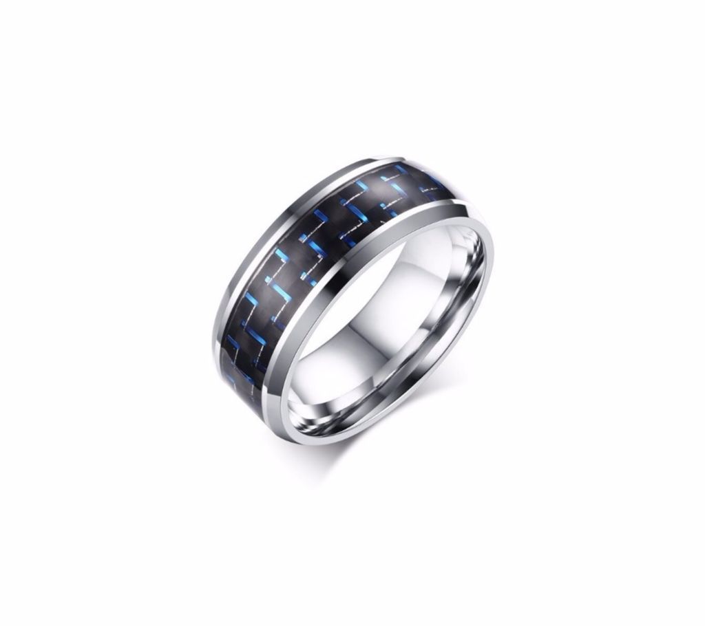 Black blue carbon fiber 8MM  Ring For Men
