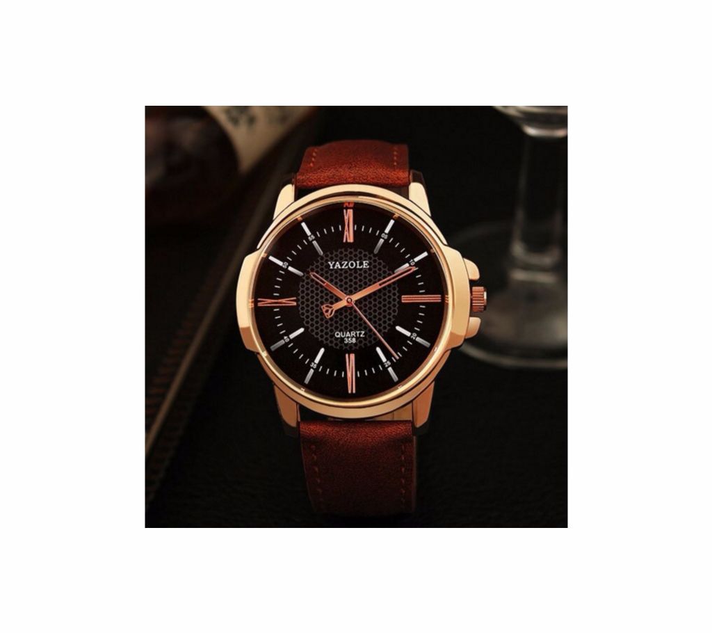 Yazole Luxury Golden Quartz Wrist Watch For Men