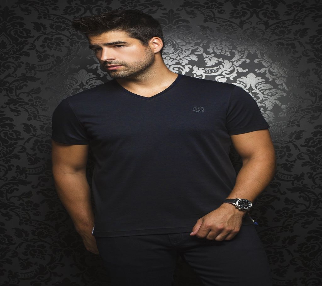 Short Sleeve Cotton  Black T-Shirt For Men