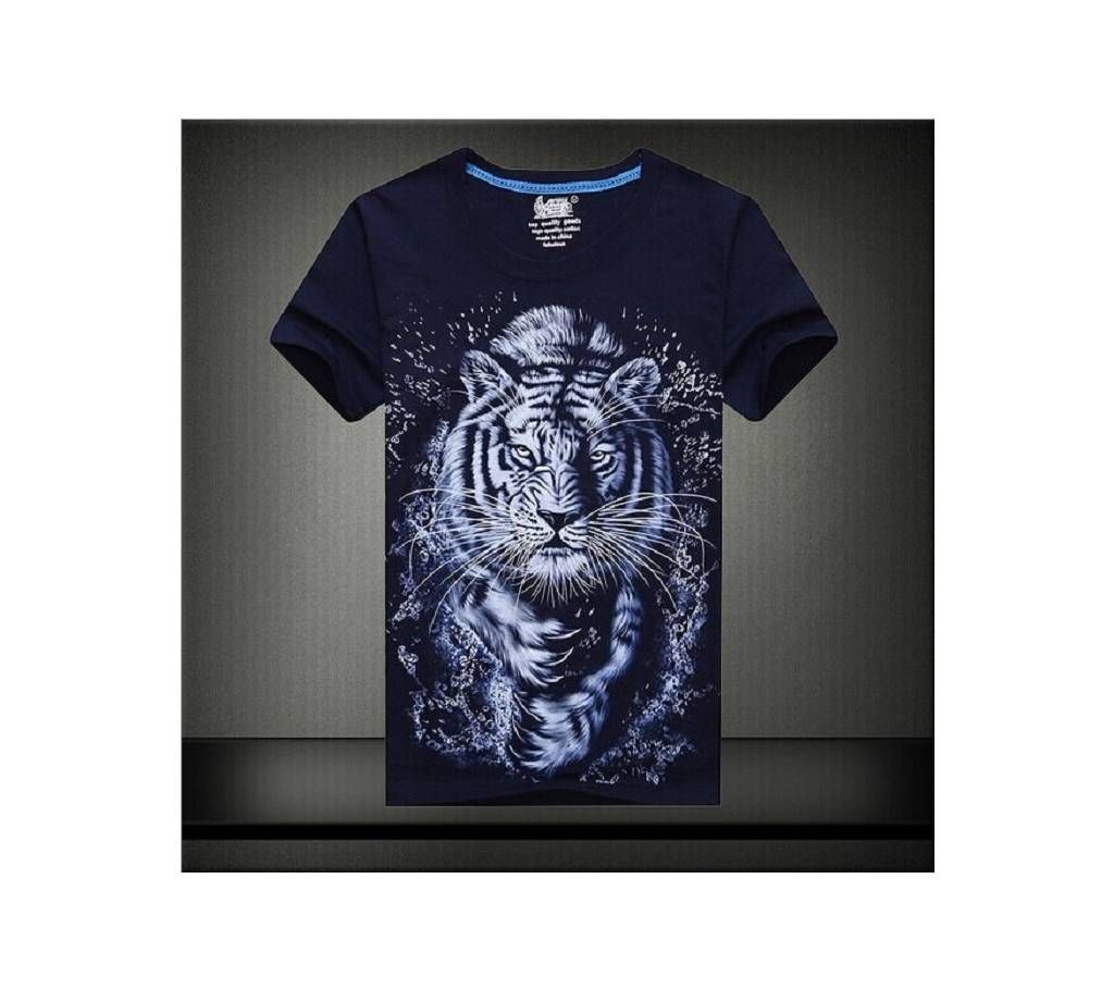 Mens Half Sleeve Cotton T-Shirt - Tiger
