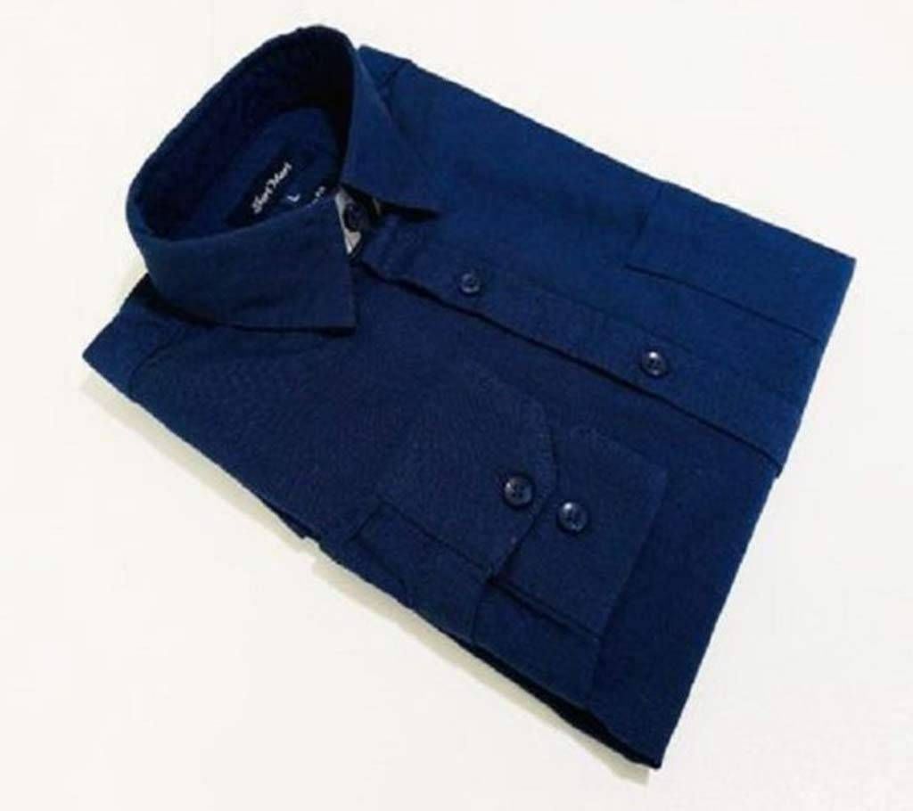Deep Blue Cotton Shirt Full Sleeve For Men