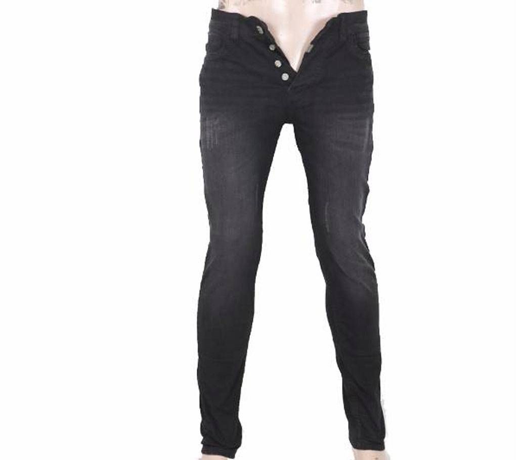 Menz Full Black Stitched Semi-Narrow Jeans Pant